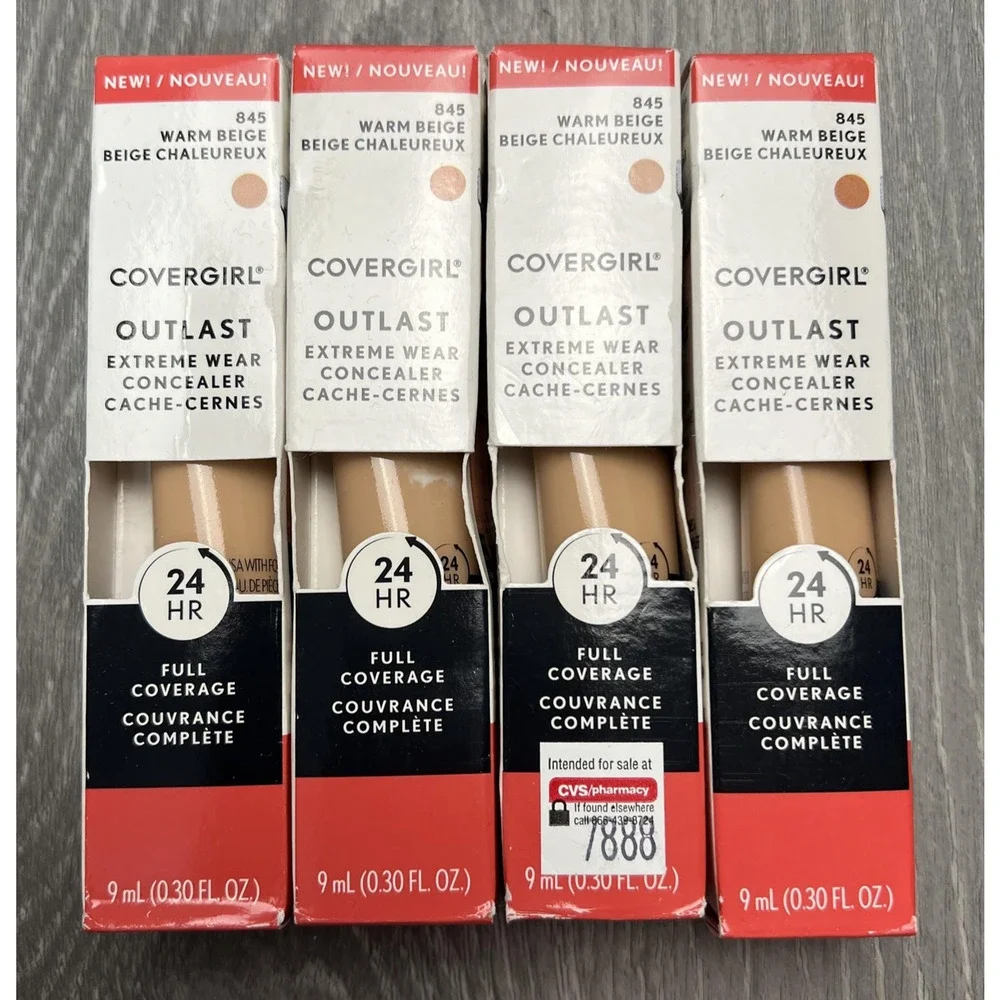 Covergirl Outlast Extreme Wear Concealer 845 Warm Beige Full Coverage 4 Pack New
